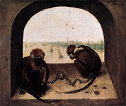 two chained monkeys two chained monkeys