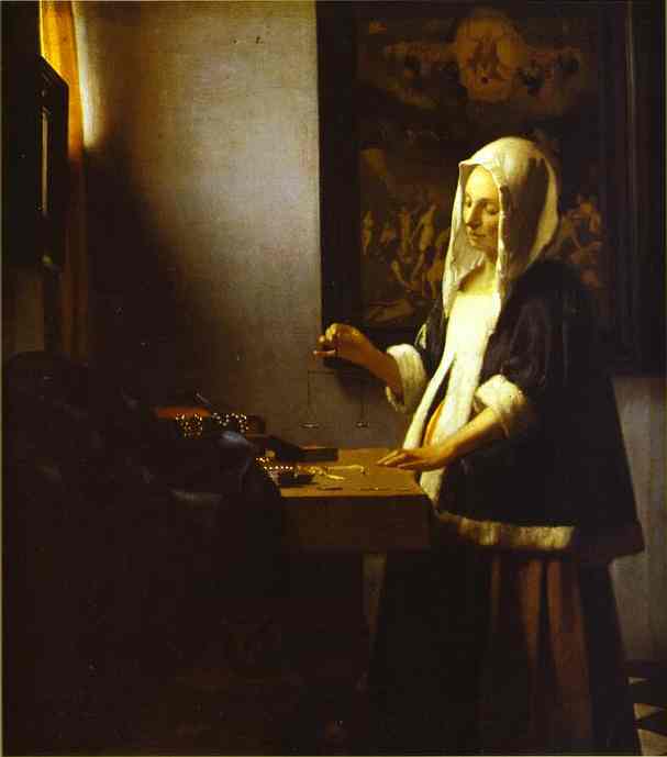 Woman holding a balance