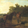 Two Horses and a Greyhound in a Landscape Two Horses and a Greyhound
