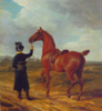 Lord Rivers groom leading a chestnut hunter