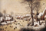 Winter Landscape with Skaters and Birdtrap