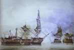 His Majesty's Ship Victory, Capt. E. Harvey, in the Memorable Battle of Trafalgar between two French Ships of the Line His Majesty's Ship Victory, Capt. E. Harvey, in the Memorable Battle of Trafalgar between two French Ships of the Line