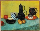 Still Life: Blue Enamel Coffeepot, Earthenware and Fruit