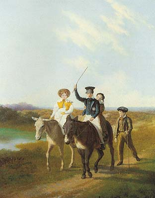 A Cavalcade of Children on Donkeys jacques-laurent agasse art history realism animals river landscape children leisure